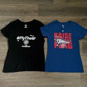 Chicago Cubs Women’s Baseball 2016-17 V-Neck Blue/Black T-Shirt Bundle Size L-XL